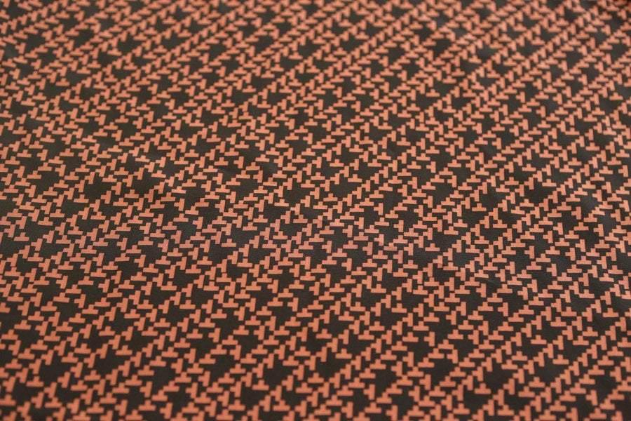 Black and Dark Orange Graphic Silk Print Fabric 2.5 yards - Felinus Fabrics