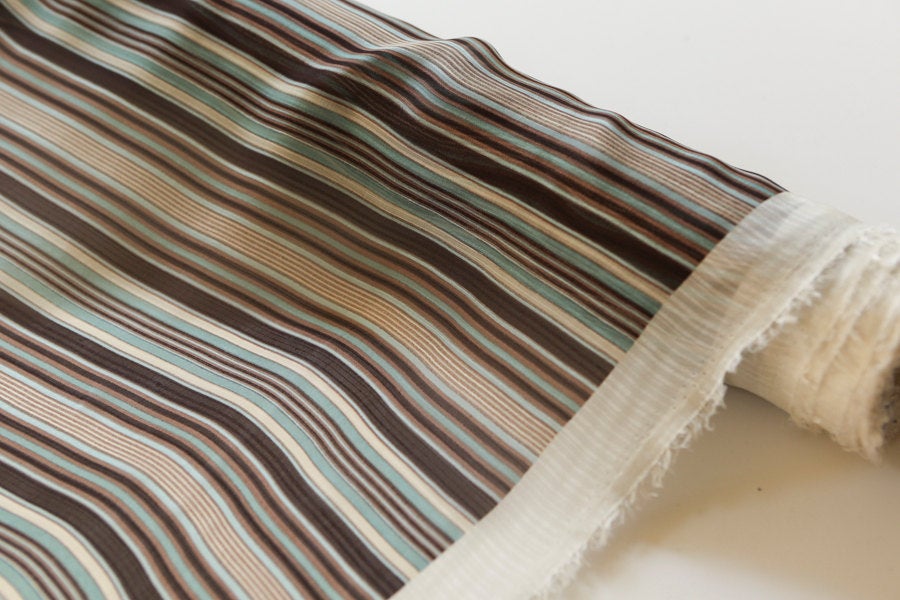 Multi Stripe Printed Silk Chiffon Fabric by the yard