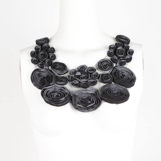 Floral Lace Applique Black and White on Mesh  APP00045 - Felinus Fabrics