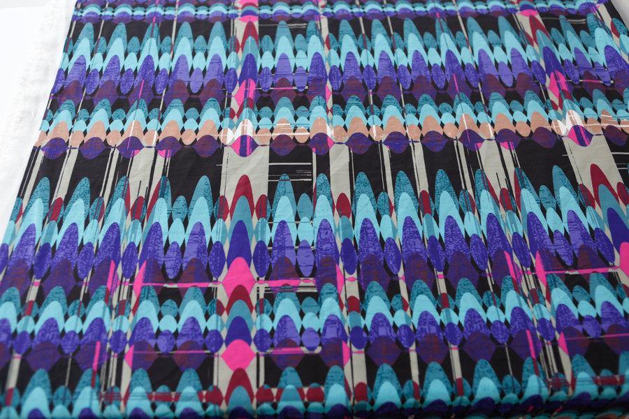 Blue and Purple Multi Crepe De Chine Woven Fabric by the yard - Felinus Fabrics