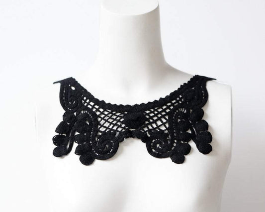 Black Swirls Crochet Style Applique - Felinus Fabrics