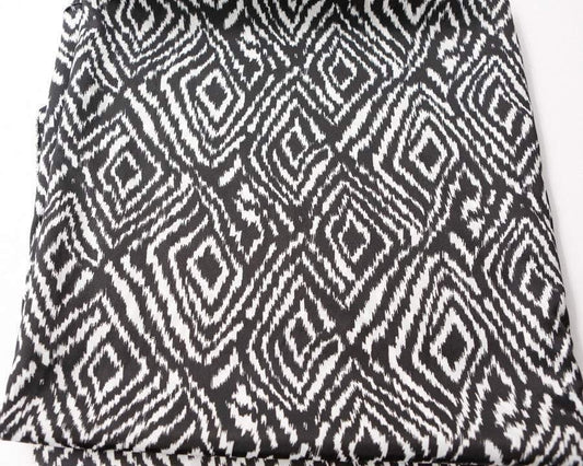 Black and White Diamond Shape Fabric Printed on Light Weight Polyester Crepe by the Yard - Felinus Fabrics