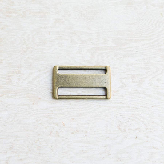 Antique Brass Buckle with Wide Center Bar 2 Pieces 38mm length by 23mm width - Felinus Fabrics