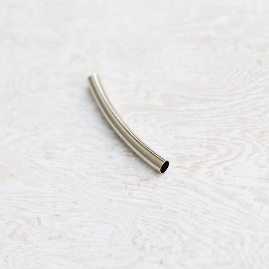 10 Pieces Silver 50mm x 5mm Curved Tube Spacer Tubular - Felinus Fabrics