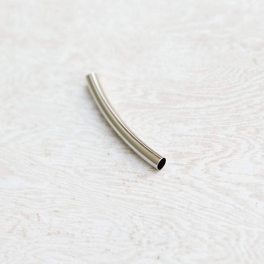 10 Pieces Silver 50mm x 5mm Curved Tube Spacer Tubular - Felinus Fabrics