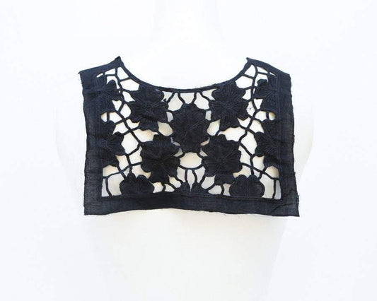 Black Lace Applique Rectangular Shape Embroidered - Felinus Fabrics