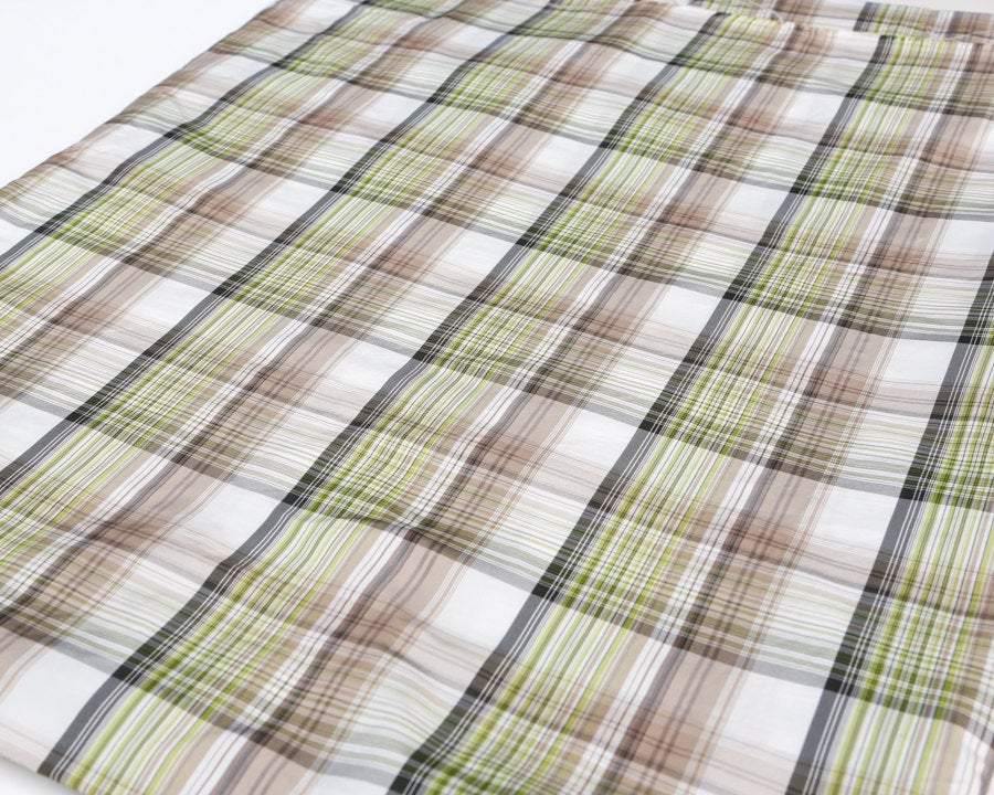 Green Beige Plaid Light Weight Taffeta Fabric 2 yards  ATW00016 - Felinus Fabrics