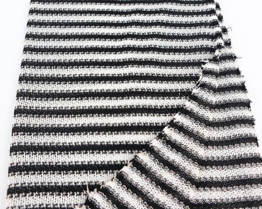 Fancy Black and Off White Stripe Open Weave Sweater Knit Fabric 1.25 yards OSK00144 - Felinus Fabrics