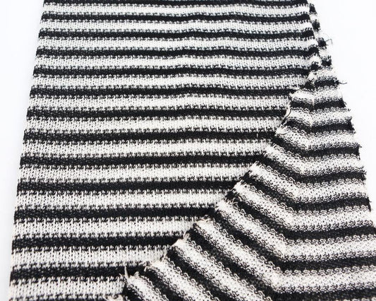 Fancy Black and Off White Stripe Open Weave Sweater Knit Fabric 1.25 yards OSK00144 - Felinus Fabrics