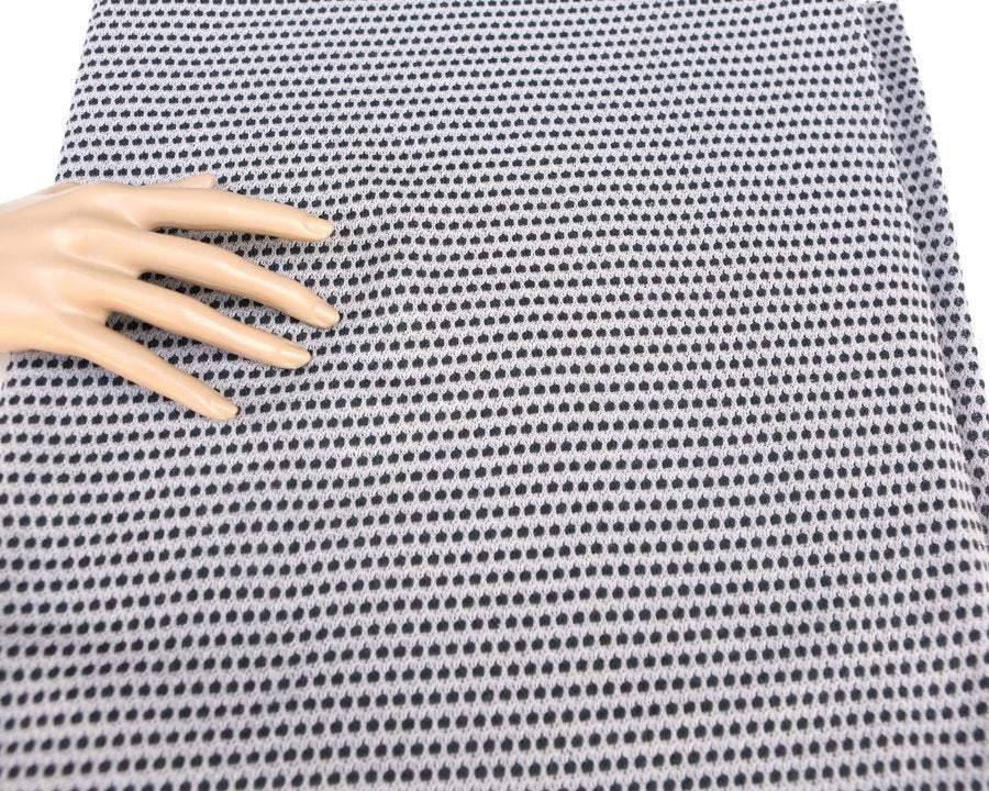 Fancy Light and Dark Gray Dotted Open Weave Knit Fabric 1 Yard and 34 Inches OSK00152 - Felinus Fabrics