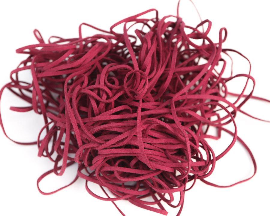 Red Pink Faux Suede Trim Cord 3mm 30 yards ATN00118 - Felinus Fabrics