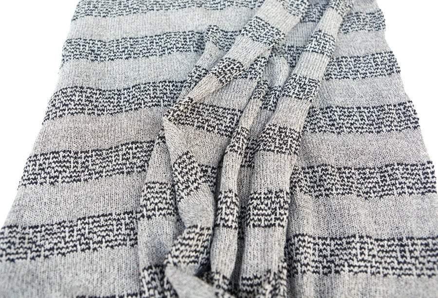 Black and Gray Stripe Open Weave Sweater Knit Fabric by the yard - Felinus Fabrics