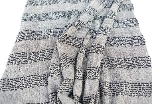 Black and Gray Stripe Open Weave Sweater Knit Fabric by the yard - Felinus Fabrics