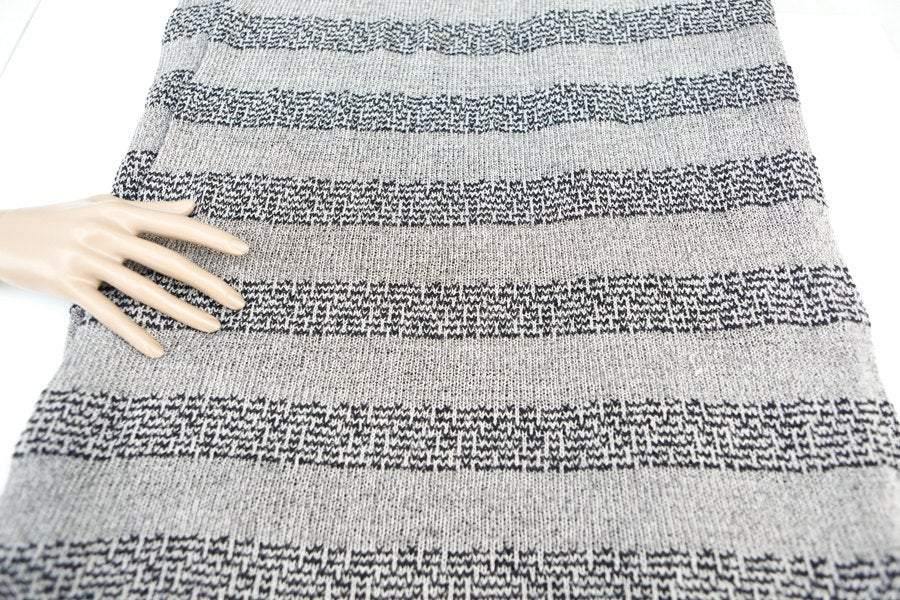 Black and Gray Stripe Open Weave Sweater Knit Fabric by the yard - Felinus Fabrics