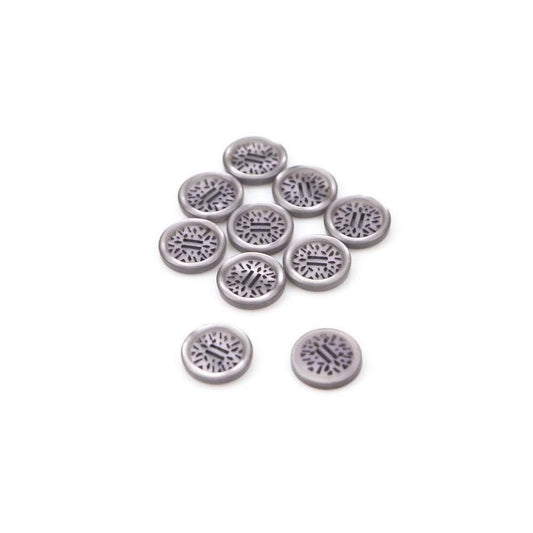15mm Lavender Plastic Buttons Art Deco Inspired Laser Cut Design 10 Pieces - Felinus Fabrics
