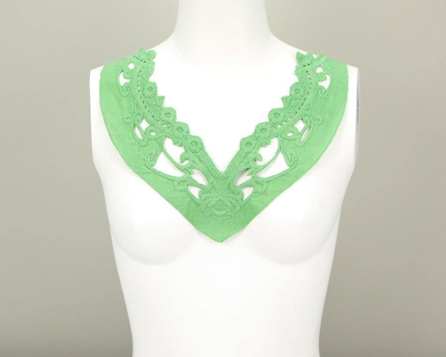 Green Applique Embroidered Floral Cotton  APP00015 - Felinus Fabrics