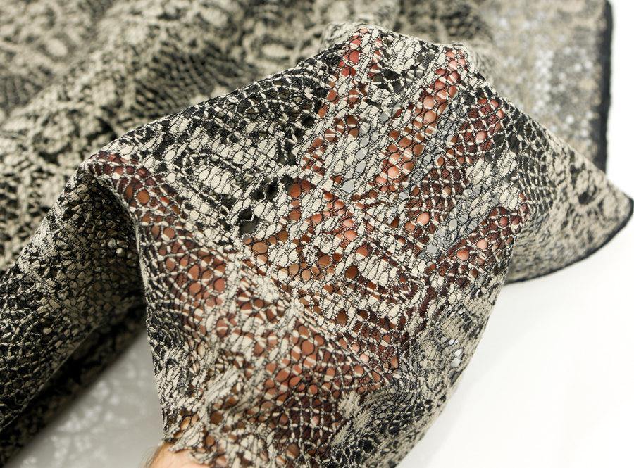 Black and Beige Lace Fabric High End Italian Designer Lace by the Yard - Felinus Fabrics