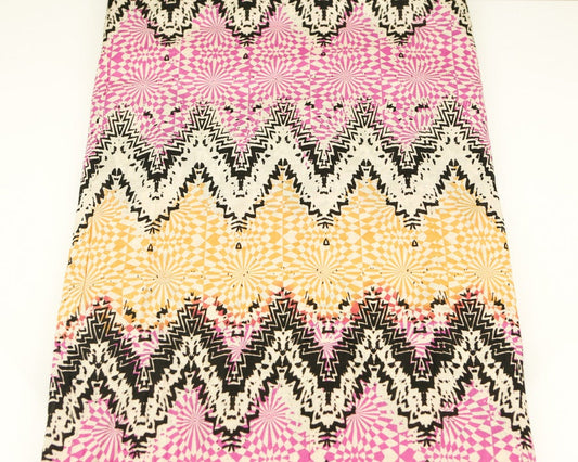 Pink Black Yellow Chevron Challis Woven Fabric 1.75 yards
