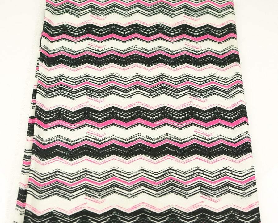 Pink Black Cream Chevron Light Weight Challis Woven Fabric 40 Inches in Length  LWW00044 - Felinus Fabrics