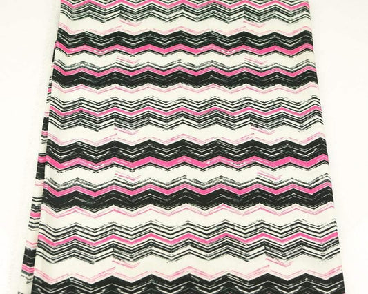 Pink Black Cream Chevron Light Weight Challis Woven Fabric 40 Inches in Length  LWW00044 - Felinus Fabrics
