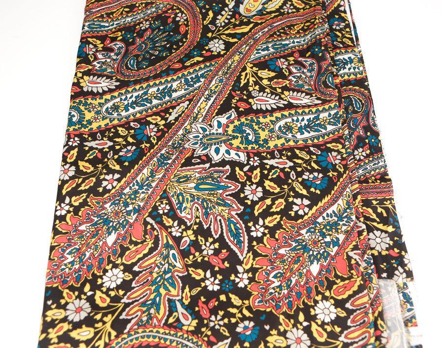 Brown Bohemian Floral Matte Satin Fabric Woven 2 yards - Felinus Fabrics