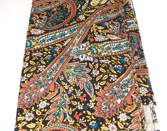 Brown Bohemian Floral Matte Satin Fabric Woven 2 yards - Felinus Fabrics