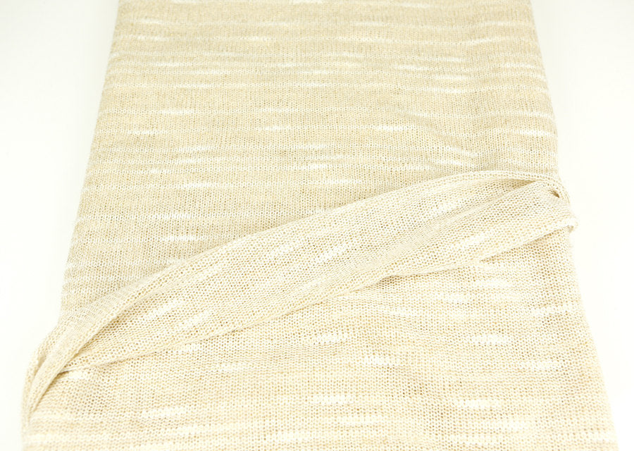 Metallic Gold and Off White Stripe Open Weave Sweater Knit Fabric by the yard