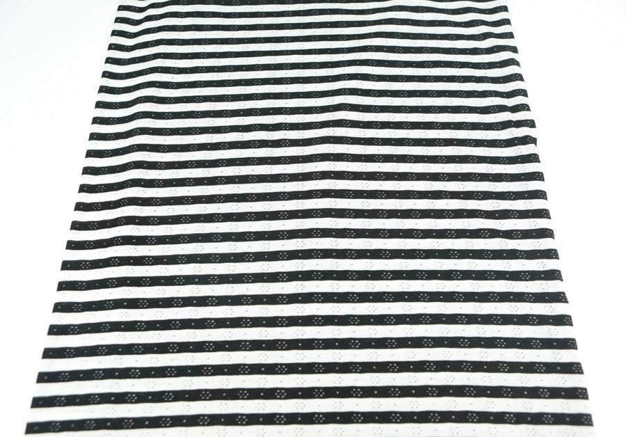 Black and White Stripe Pointelle Knit Jersey Fabric 2 Pieces that Total 1 yard and 16 Inches  Extra Wide - Felinus Fabrics