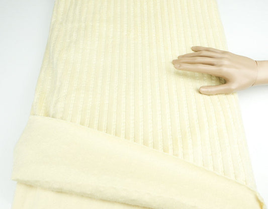 Light Yellow Plush Stripe Medium Weight Knit Fabric 1 yard 22 inches length