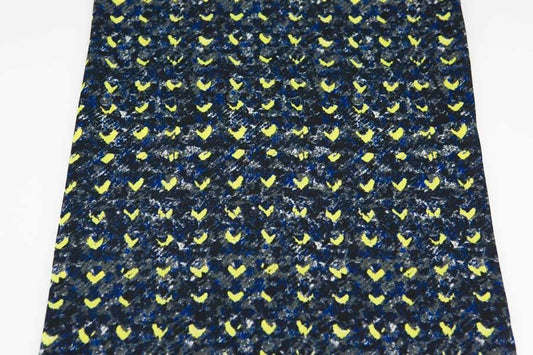 Dark Blue and Yellow Abstract Heart Light Weight Crepe Woven Fabric 3/4 Yard - Felinus Fabrics