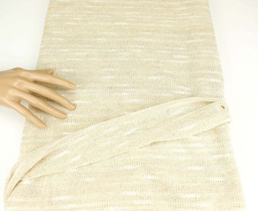 Metallic Gold and Off White Stripe Open Weave Sweater Knit Fabric by the yard