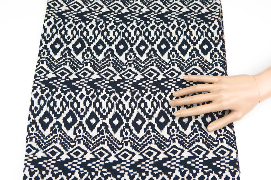 Tribal Black and White Sand Challis Woven Fabric 2 Pieces that Total 1 Yard and 29 Inches