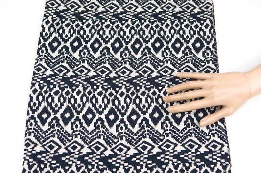 Tribal Black and White Sand Challis Woven Fabric 2 Pieces that Total 1 Yard and 29 Inches