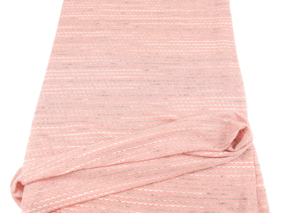 Pink Wavy Stripe Light Weight Sweater Knit Fabric Light Weight by the yard